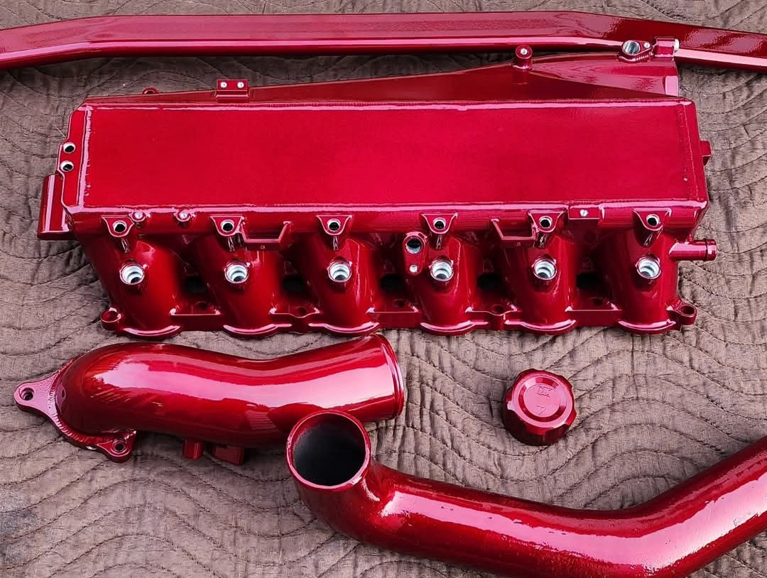 Illusion Cherry powder-coated intake manifold