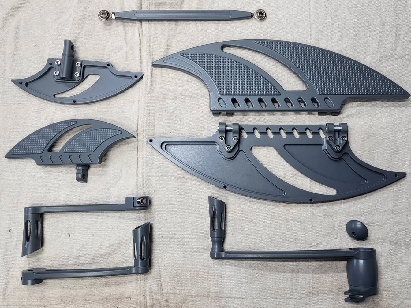 Grey powder-coated parts
