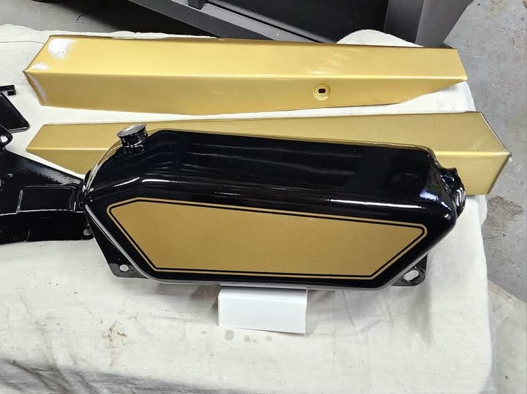 Black and gold powder-coated